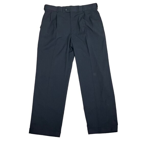 Louis Raphael men's slacks 38 Navy Blue pleated rolled cuff - Picture 1 of 8